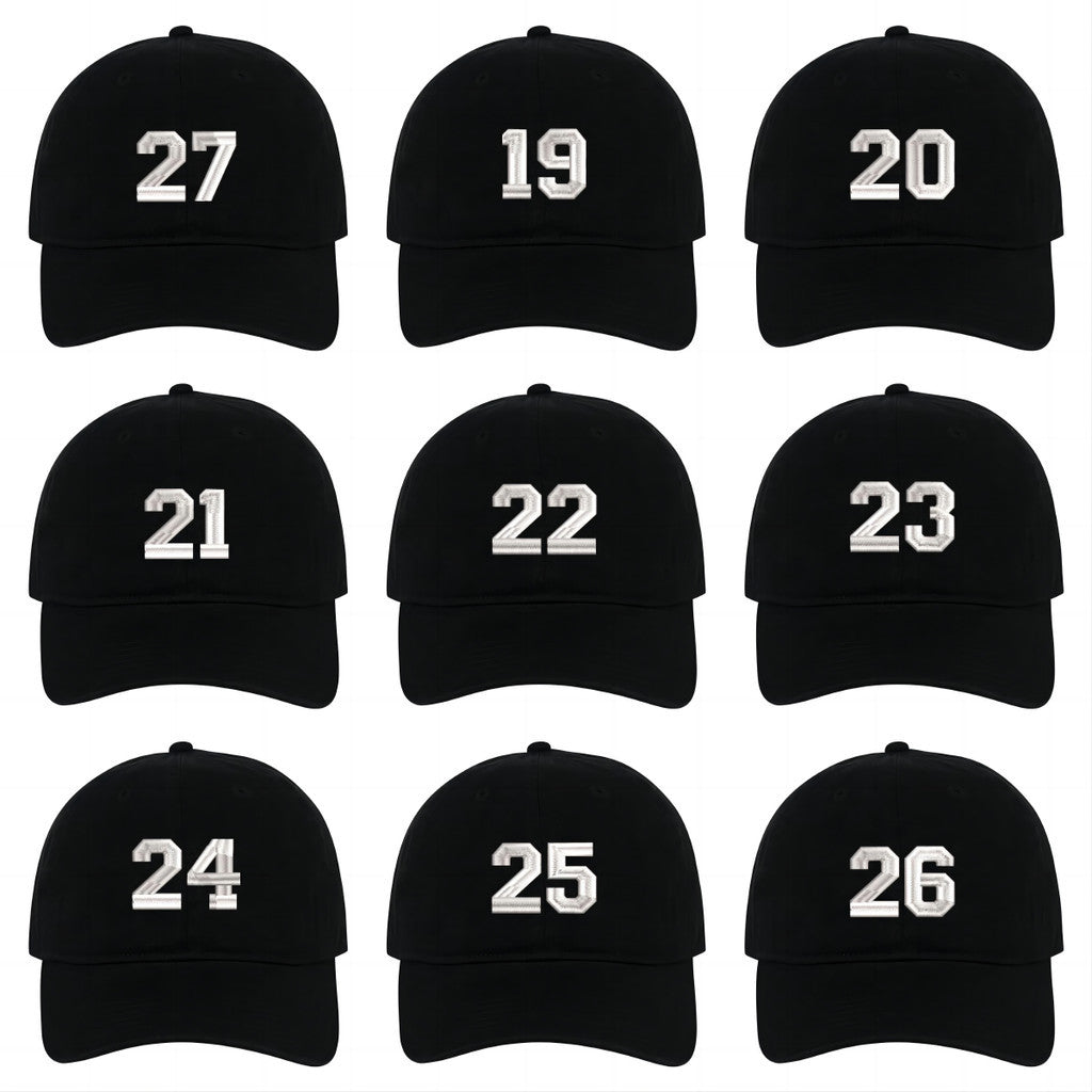 0-99 Numbers Soft and Comfortable Baseball Caps Embroidery Cotton Unisex Adjustable Hats